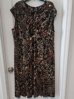 Glamour Animal Print Midi Dress in Brown and Black